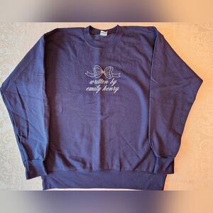 Size Medium Navy Written by Em Hen Crewneck, Emily Henry, Romance NWOT